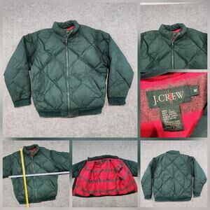 VTG 90s J Crew Oarsman Men M Medium Duck Down Fleece Lined Quilted Puffer Jacket